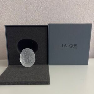Lalique Frosted Crystal Egg Paperweight - Clear